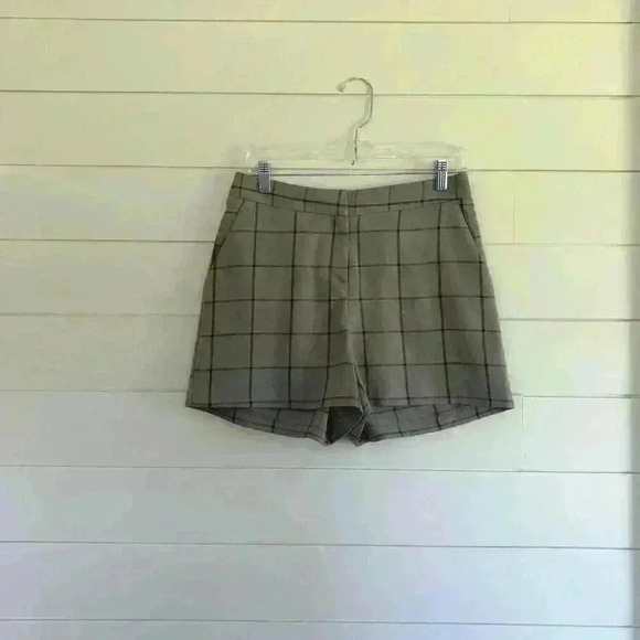 ASOS High Waist Gray Windowpane Shorts Size 6 - Picture 4 of 9